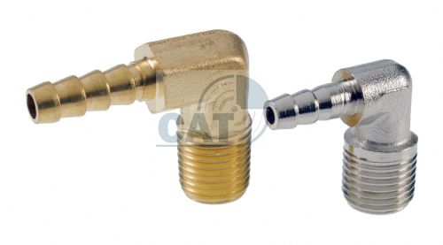 Hose Tail 90 Deg Elbow - Brass BSPT 1/8