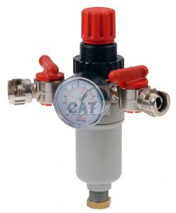Twin Outlet Air Compressor Regulator with Integrated Pressure Gauge