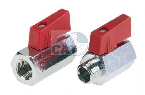 Mini Ball Valves Red Handle F/F & M/F 1/8