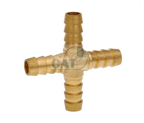 Hose Tail Cross - Brass 1/4