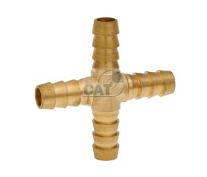 Hose Tail Cross - Brass 1/4